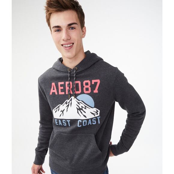 Super Comfy Aeropostale Aero Logo East Coast Gray Hoodie Sweatshirt SMALL - Picture 1 of 5